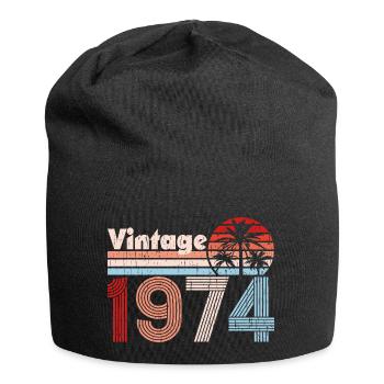 Millésime 1974 Palmiers Rétro Anniversaire - Bonnet en jersey - noir - Devant