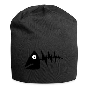 Fischgräte / Fischkopf / Fischkopp / fish bone - Jersey-Beanie - Schwarz - Vorne