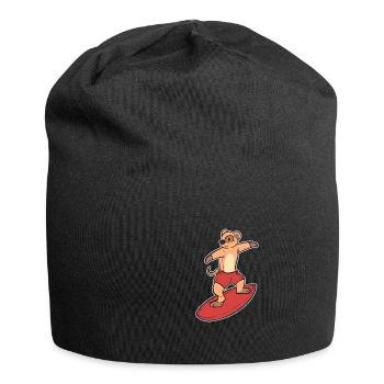 Meerkat Surfer Wakeboarder Geschenk - Jersey-Beanie - Schwarz - Vorne