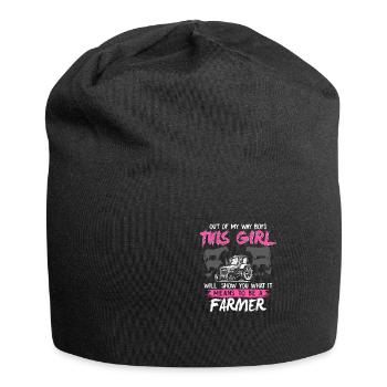 Landwirtin Traktor Frau Geschenk · Aus dem Weg - Jersey-Beanie - Schwarz - Vorne