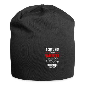 Rettungsdienst Notruf Sani Geschenk · Achtung - Jersey-Beanie - Schwarz - Vorne