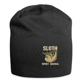 Slothy Napping Spirit Animal Slow Sloth - Jersey Beanie - black - Front