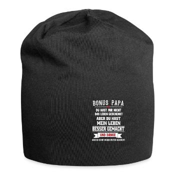 Bonus Papa Stiefvater Geschenk - Jersey-Beanie - Schwarz - Vorne