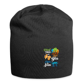 Plant more trees - save the bees - clean the seas - Jersey Beanie - black - Front