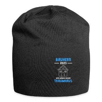 Bauherr 2023 Wir bauen unser Traumhaus Richtfest - Jersey-Beanie - Schwarz - Vorne