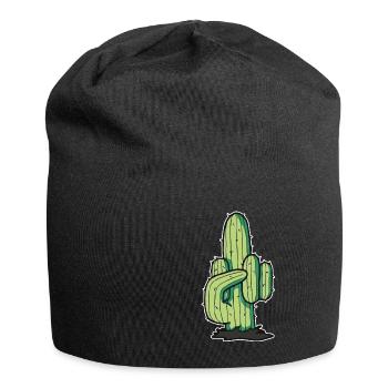 Kaktus Mittelfinger lustige Illustration - Jersey-Beanie - Schwarz - Vorne