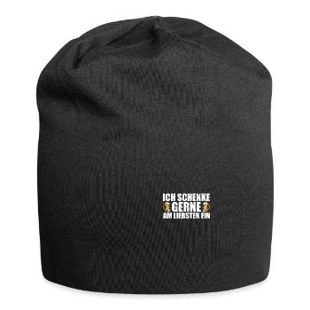 Ich schenke gerne Biertrinker Bierliebhaber Bier - Jersey-Beanie - Schwarz - Vorne