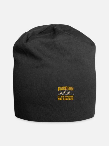 Wandern ist wie spazieren Berge Bergsteigen - Jersey-Beanie - Schwarz