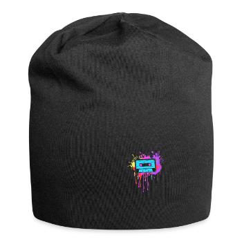 80's Mottoparty 80er Jahre Outfit Kassette - Jersey-Beanie - Schwarz - Vorne