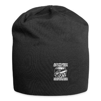 Sägenschein Holz machen Holzfäller Forstwirt - Jersey-Beanie - Schwarz - Vorne