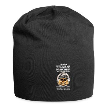 Zitates Zitat alter Mann und Trinkbier und Liebesf - Jersey-Beanie - Schwarz - Vorne