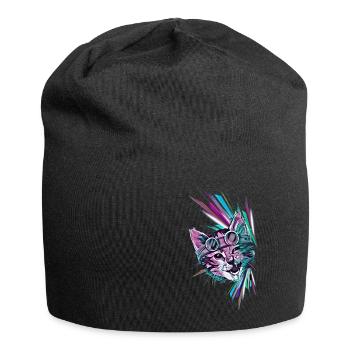Coole Katze - Jersey-Beanie - Schwarz - Vorne