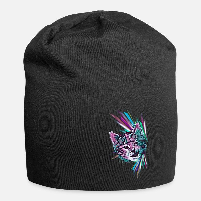 Coole Katze - Jersey-Beanie - Schwarz