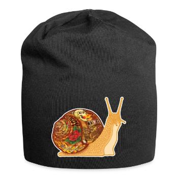 Snail Tattoo - white contour - Bonnet en jersey - noir - Devant
