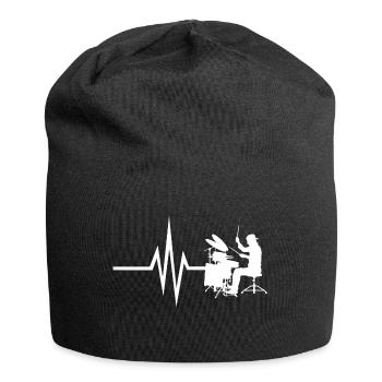 My heart beats for drums - Instrument Drum - Jersey Beanie - black - Front