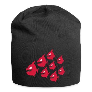 Funny Evil Comic Piranha Fish Swarm - Jersey Beanie - black - Front