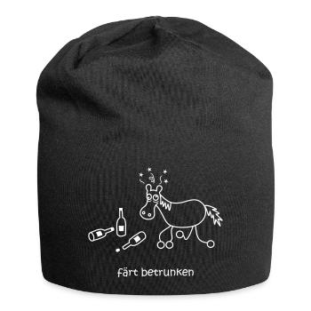 färt betrunken, besoffenes Pferd auf Rädern - Jersey-Beanie - Schwarz - Vorne