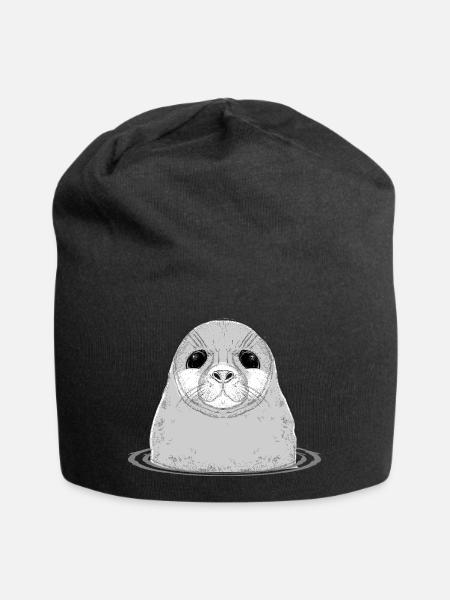 eine süße Baby Robbe im Wasser - Jersey-Beanie - sort