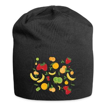 Früchte & Früchte - Erdbeere und Banane - Jersey-Beanie - Schwarz - Vorne