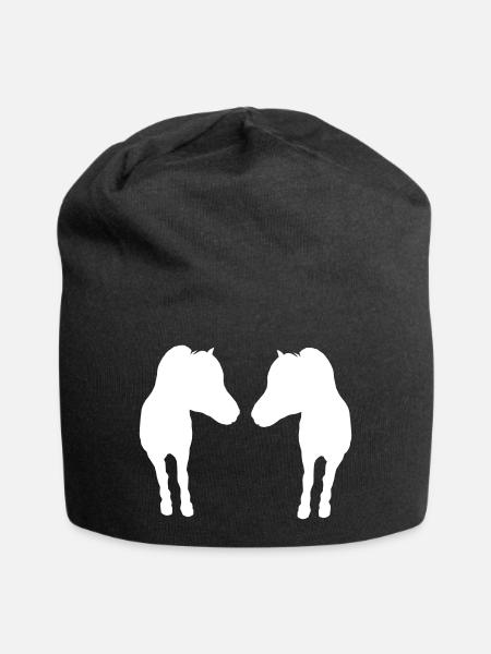 Fjordpferde - Jersey-Beanie - Schwarz