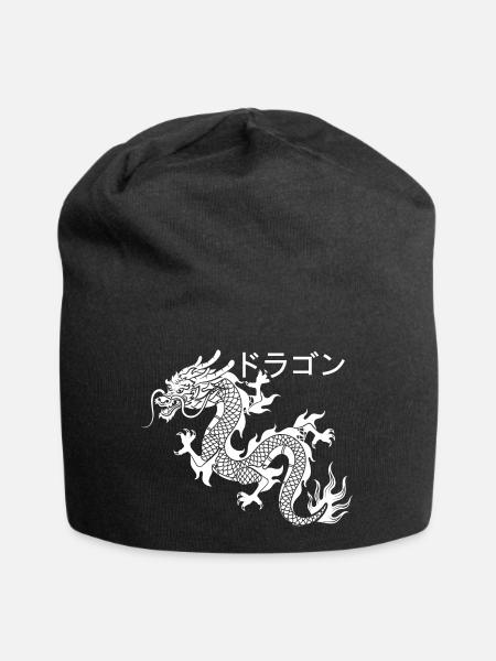 Dragon Japanischer Drache Kanji Aestethic - Jersey-Beanie - Schwarz