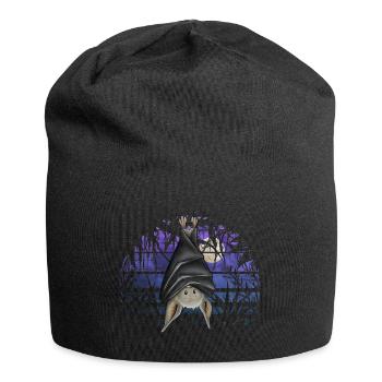 Casual Gothic Bat in Dark Blue Full Moon - Jersey Beanie - black - Front