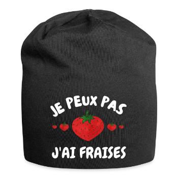 je peux pas j ai fraises - Bonnet en jersey - noir - Devant