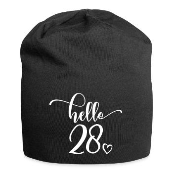 Hello 28 - Cute 28th Birthday Gift For Women - Jersey Beanie - black - Front