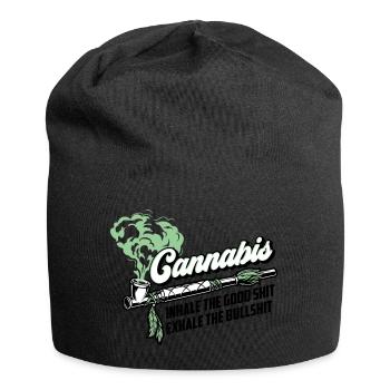 Colors can be changed | Cannanis Inhale Exhale - Jersey Beanie - black - Front