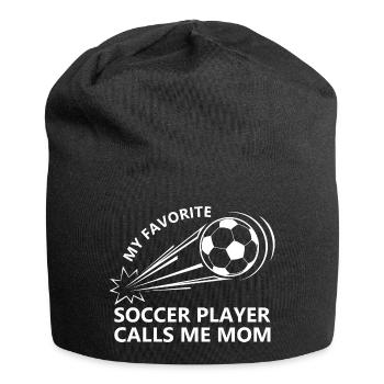 Football Mama blanc - Bonnet en jersey - noir - Devant