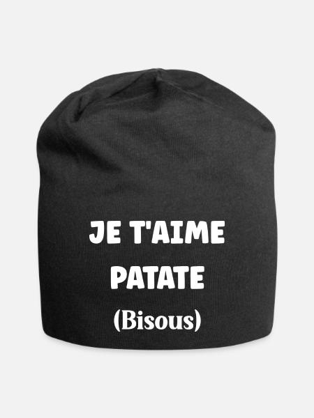 je t'aime patate - Bonnet en jersey - noir
