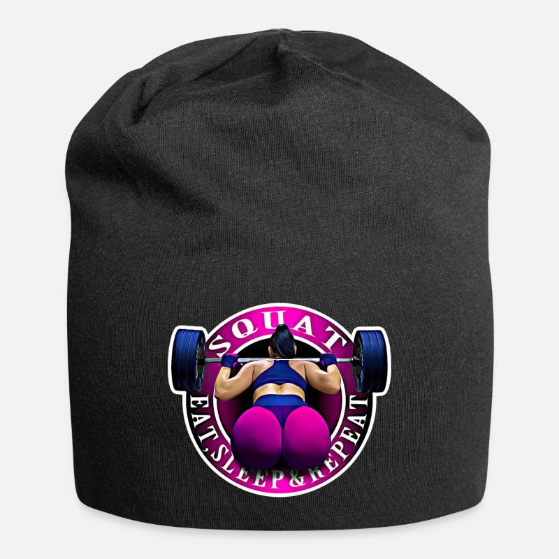Squat, Eat, Sleep & Repeat. - Bonnet en jersey - noir