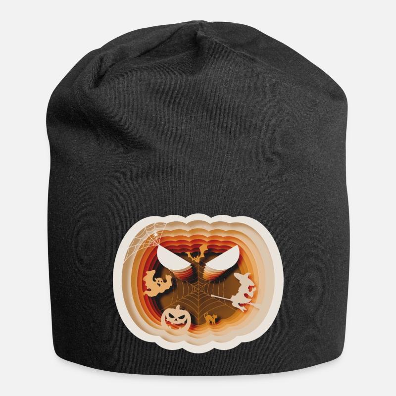 Halloween Pumpkin Silhouette Style - Jersey Beanie - black