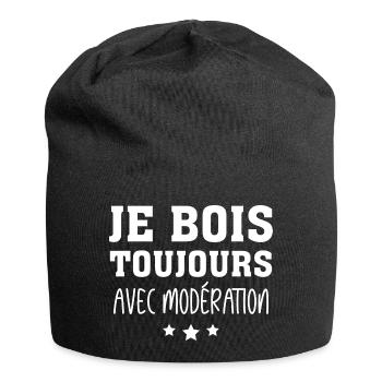 Je Bois Toujours Avec Modération - Bonnet en jersey - noir - Devant