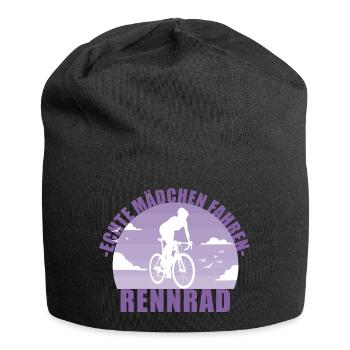 Echte Mädchen fahren Rennrad! Fahrrad Geschenk - Jersey-Beanie - Schwarz - Vorne