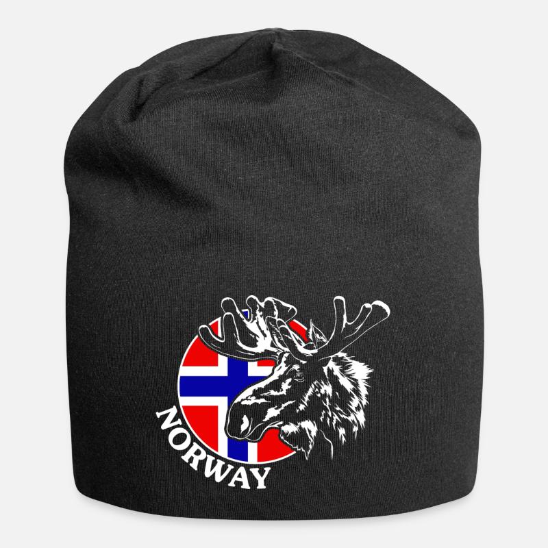 NORWAY Elch Norwegen Tier Wildnis Wilsigns - Jersey-Beanie - Schwarz