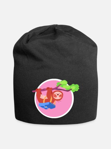 Faultier rosa - Jersey-Beanie - Schwarz