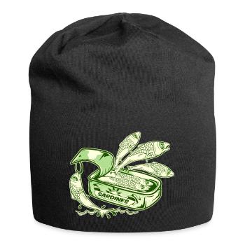 Lustige Sardinen Dose Fischkonserven - Jersey-Beanie - Schwarz - Vorne