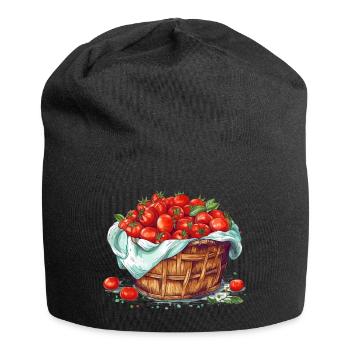 Un panier rempli de tomates, transparent - Bonnet en jersey - noir - Devant