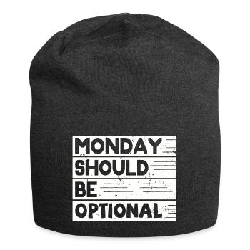 Monday should be optional white - Jersey Beanie - charcoal grey - Front