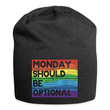 Monday should be optional Vintage Regenbogen - Jersey-Beanie - Schwarz - Vorne