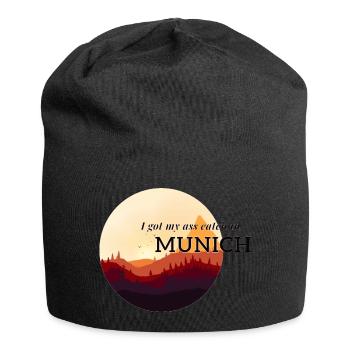 Eaten in Munich -München - Souvenir - Berge - Text - Jersey-Beanie - Schwarz - Vorne