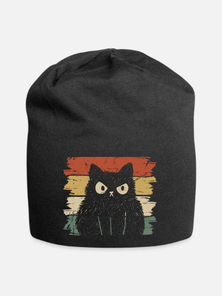 Böse Katze in Vintage - Jersey-Beanie - Schwarz