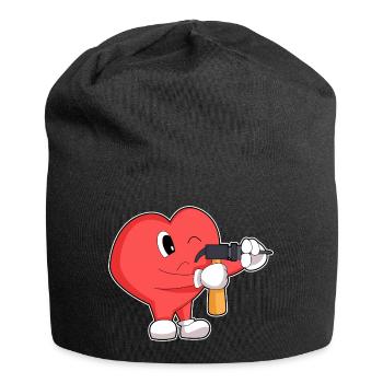 Herz Handwerker Bohrmaschine Handwerk - Jersey-Beanie - Schwarz - Vorne