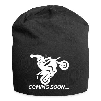 Santa Coming Soon Santa Claus Motorcycle Wheelie - Jersey Beanie - black - Front