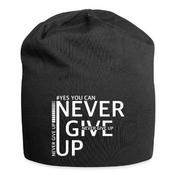 Niemals aufgeben | Gewinner, selbstbewusst - Jersey-Beanie - Schwarz - Vorne