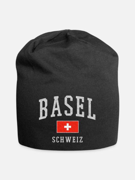 Basel Schweiz Emblem Druck - Jersey-Beanie - Schwarz