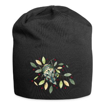 exotisches afrikanisches Krabbeltier mit Blätter - Jersey-Beanie - Schwarz - Vorne