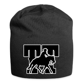 Turniertussi Design mit Westernpferd und Reiter - Jersey-Beanie - Schwarz - Vorne