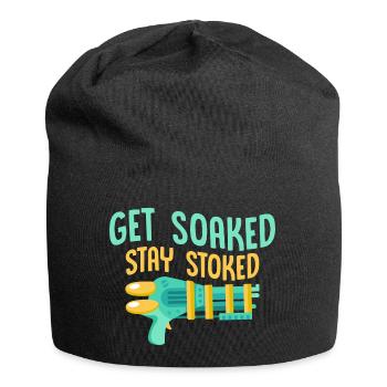 Get Soaked, Stay Stoked Squirt Gun Summer Water Fu - Jersey Beanie - black - Front